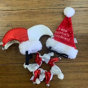 Christmas hats and collar for small dogs